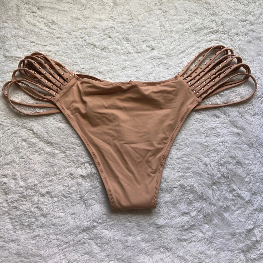 SKIMS Womens Rhinestone Strappy Bikini Bottom Ochre BB-CKY-3185 Size 3X NWT